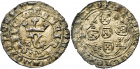 PORTUGAL, Joao Ier (1385-1433), billon real branco, 1415-1433, Lisbonne. D/ Monogramme couronné. A g., L. R/ Les quines dans un quadrilobe. Gomes 52.0...