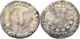 BRABANT, Duché, Albert et Isabelle (1598-1621), AR florin d''argent, 1600, Anvers. D/ B. affrontés des archiducs. R/ Ecu couronné, entouré du collier ...