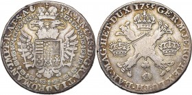 BRABANT, Duché, François Ier (1745-1765), AR demi-couronne, 1755, Anvers. D/ Aigle impériale couronnée, entourée du collier de la Toison d''or. R/ Cro...