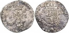 TOURNAI, Seigneurie, Philippe IV (1621-1665), AR patagon, 1633. D/ Croix de Bourgogne sous une couronne, portant le bijou de la Toison d''or. R/ Ecu c...