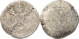 TOURNAI, Seigneurie, Philippe IV (1621-1665), AR patagon, 1634. D/ Croix de Bourgogne sous une couronne, portant le bijou de la Toison d''or. R/ Ecu c...