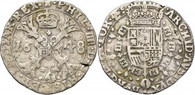 TOURNAI, Seigneurie, Philippe IV (1621-1665), AR demi-patagon, 1648. D/ Croix de Bourgogne sous une couronne, portant le bijou de la Toison d''or. R/ ...