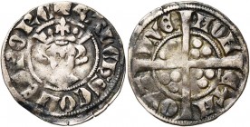 FLORENNES, Gaucher de Châtillon (1313-1322), AR esterlin, Yves. D/ + GALCHS COMES PORC B. couronné de f. R/ MON-ET N-OVA- YVE (croissant entre Y et V)...