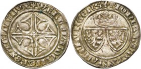 LUXEMBOURG, Duché, Wenceslas II (1383-1388), AR blan-gros, s.d. (1383-1384), Luxembourg. Au titre de roi de Bohême. D/ Croix formée de quatre V autour...