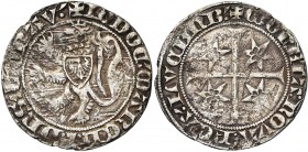 LUXEMBOURG, Duché, Josse de Moravie, engagiste (1388-1402 et 1407-1411), AR nouveau gros, 2e émission (1397-1411), Luxembourg. D/ Lion luxembourgeois,...
