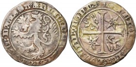 LUXEMBOURG, Duché, Elisabeth de Görlitz, engagiste (1415-1419), AR nouveau gros, Luxembourg. D/ Lion luxembourgeois. R/ Croix pattée cantonnée de deux...