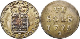 LUXEMBOURG, Duché, Marie-Thérèse (1740-1780), AR 6 sols, 1775, Bruxelles. D/ Ecu luxembourgeois couronné. R/ Valeur et date. Weiller 240; Probst L250-...