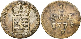 LUXEMBOURG, Duché, Marie-Thérèse (1740-1780), AR sol, 1775, Bruxelles. D/ Ecu luxembourgeois couronné. R/ Valeur et date. Weiller 242; Probst L252-1; ...