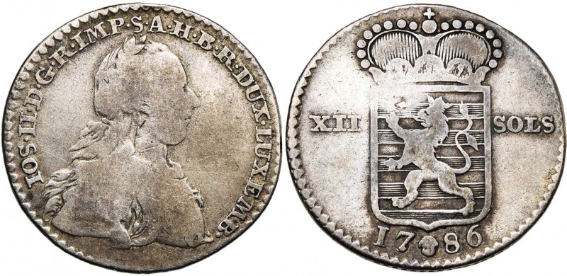 LUXEMBOURG, Duché, Joseph II (1780-1790), AR 12 sols, 1786, Bruxelles. D/ B. lau...