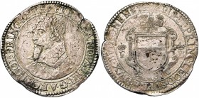 LIEGE, Principauté, Ferdinand de Bavière (1612-1650), AR nouveau daler Ferdinand de 30 sols, 1615, Visé. Au titre de duc de Bouillon. D/ B. à g. R/ Ca...