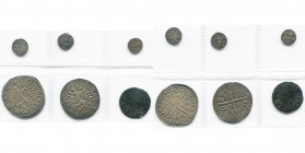 VLAANDEREN, Graafschap, lot van 6 st.: kleine denarius, Ieper (2) en Gent; Lodewijk van Male, groot met de leeuw (2), dubbele mijt.

Fraai à Zeer Fr...