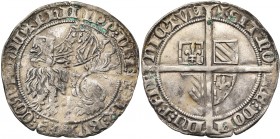 VLAANDEREN, Graafschap, Philips de Stoute (1384-1404), AR dubbele groot botdrager, 1389-1404, Gent, Mechelen en Brugge. Vz/ Zittende leeuw n. l. Kz/ L...