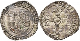 VLAANDEREN, Graafschap, Philips de Schone (1482-1506), AR dubbele stuiver, 2e emissie (1485), Brugge. Vz/ Wapenschild van Oostenrijk-Bourgondië. Kz/ G...