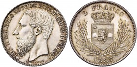 CONGO, Etat Indépendant, Léopold II (1885-1908), AR 2 francs, 1887. Dupriez 17.

Fleur de Coin / Uncirculated