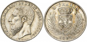 CONGO, Etat Indépendant, Léopold II (1885-1908), AR 2 francs, 1894. Dupriez 79.

Très Beau / Very Fine