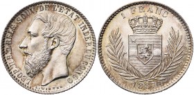 CONGO, Etat Indépendant, Léopold II (1885-1908), AR 1 franc, 1887. Dupriez 25. Belle patine.

Fleur de Coin / Uncirculated
