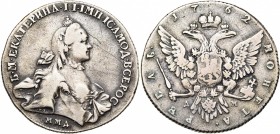 RUSSIE, Catherine II (1762-1796), AR rouble, 1762ΔM, Moscou. D/ B. à d. R/ Aigle impériale couronnée. Bitkin 120; Uzd. 934. 23,52g.

Beau à Très Bea...