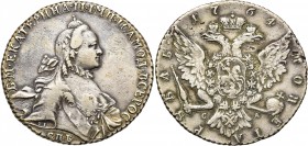RUSSIE, Catherine II (1762-1796), AR rouble, 1764CA, Saint-Pétersbourg. D/ B. à d. R/ Aigle impériale couronnée. Bitkin 186; Uzd. 954. 23,61g.

Très...