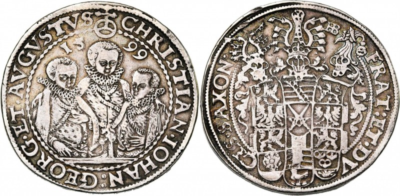 ALLEMAGNE, SAXE, Christian II, Johann Georg Ier et August (1591-1611), AR double...