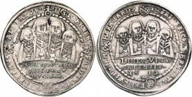 ALLEMAGNE, SAXE-WEIMAR, Johann Ernst et ses frères (1605-1626), AR demi-Taler, 1610WA, Saalfeld. D/ Quatre b. de f. En dessous, inscription en trois l...