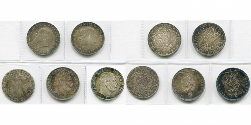 ALLEMAGNE, lot de 5 p.: Bavière, 3 Mark 1914 (2); Prusse, Taler, 1871, Victoire ...