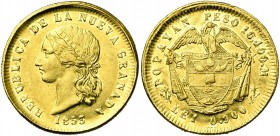 COLOMBIE, République de la Nueva Granada (1837-1859), AV 10 pesos, 1853, Popayan. Fr. 86. Fines griffes et petits coups. Bel exemplaire avec brillant ...