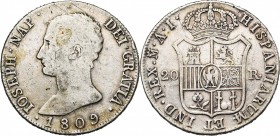 ESPAGNE, Joseph Napoléon (1808-1813), AR 20 reales, 1809AI, Madrid. C.C.T. 23; Dav. 308.

Beau à Très Beau / Fine - Very Fine