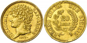 ITALIE, NAPLES, Joachim Murat (1808-1815), AV 20 lire, 1813. Avec point après la date. Les rameaux longs. M. 476; G. 9b; Fr. 860. Rare Petits coups su...