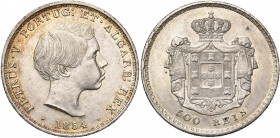 PORTUGAL, Pedro V (1853-1861), AR 500 reis, 1854. Gomes 06.01. Petits coups.

presque Superbe / about Extremely Fine