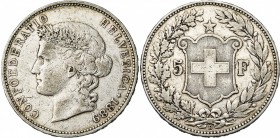 SUISSE, Confédération helvétique, AR 5 francs, 1889B, Berne. Divo 112; Dav. 392.

Beau à Très Beau / Fine - Very Fine