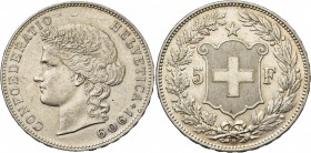 SUISSE, Confédération helvétique, AR 5 francs, 1909B, Berne. Divo 256; Dav. 392. Nettoyé.

Très Beau à Superbe / Very Fine - Extremely Fine