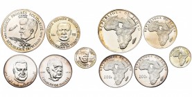 TCHAD, République (1960-), série de 5 monnaies frappées en 1970 pour commémorer le 10e anniversaire de l''Indépendance: 300 francs, J.F. Kennedy; 200 ...