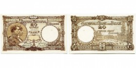 BELGIQUE, Banque Nationale, 20 francs, 01.06.1921. M.E. 25a. Petite tache. Premier jour d''émission.

Superbe / Extremely Fine