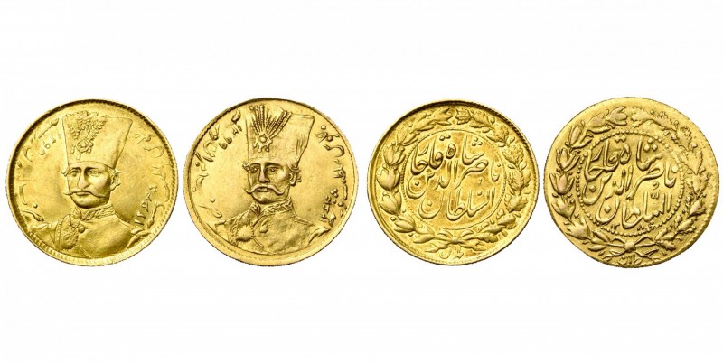 IRAN, QAJAR Nasir al-Din Shah (AD 1848-1896/AH 1264-1313) AV lot of 2 gold pcs: ...