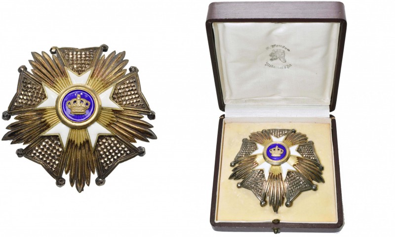 BELGIQUE, Ordre de la Couronne, plaque de grand officier en argent. Ecrin Fonson...