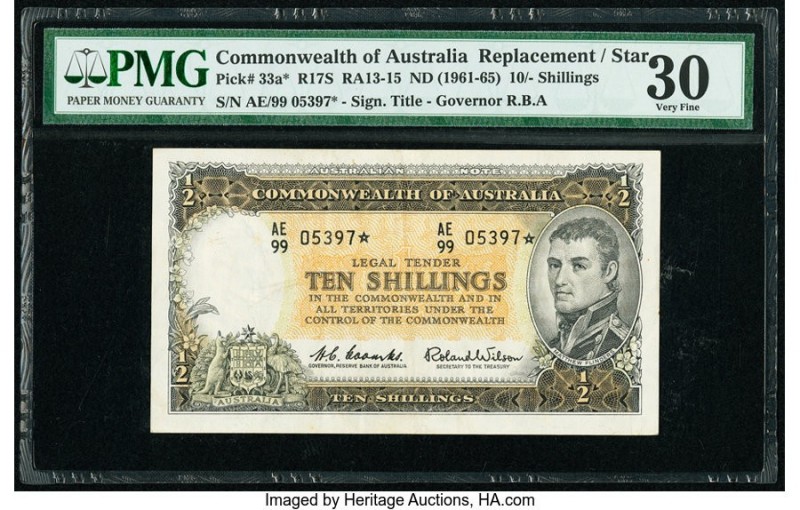 Australia Commonwealth Bank of Australia 10 Shillings ND (1961-65) Pick 33a* Rep...