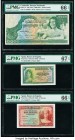 Cambodia Banque Nationale du Cambodge 1000 Riels ND (1973) Pick 17 PMG Gem Uncirculated 66 EPQ; Spain Banco de Espana 5; 10 Pesetas 1935 Pick 85a; 86a...