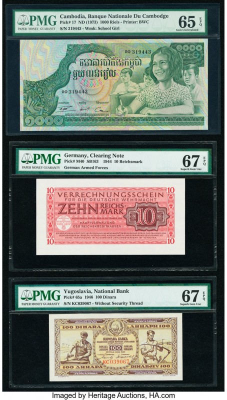 Cambodia Banque Nationale du Cambodge 1000 Riels ND (1973) Pick 17 PMG Gem Uncir...