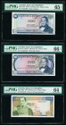 Colombia Banco de la Republica 100 Pesos Oro 20.7.1971; 20.7.1974 Pick 410c; 415 Two Examples PMG Gem Uncirculated 65 EPQ; Gem Uncirculated 66 EPQ; Ba...