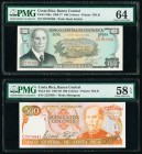 Costa Rica Banco Central de Costa Rica 100; 500 Colones 12.6.1974; 21.1.1987 Pick 240a; 255 Two Examples PMG Choice Uncirculated 64; Choice About Unc ...