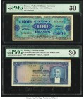 France Allied Military Currency 100 Francs 1944 Pick 118a PMG Very Fine 30; Turkey Central Bank 5 Lira 1930 (ND 1952) Pick 154a PMG Very Fine 30. 

HI...