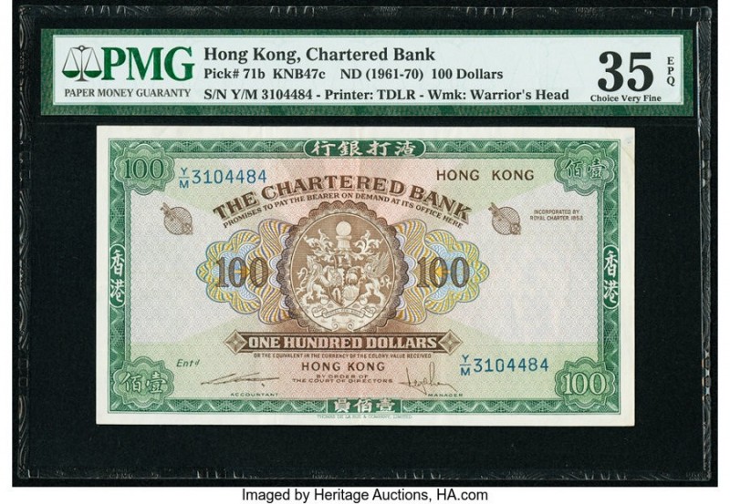 Hong Kong Chartered Bank 100 Dollars ND (1961-70) Pick 71b KNB47c PMG Choice Ver...