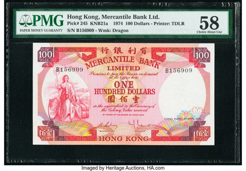 Hong Kong Mercantile Bank Ltd. 100 Dollars 4.11.1974 Pick 245 KNB21a PMG Choice ...