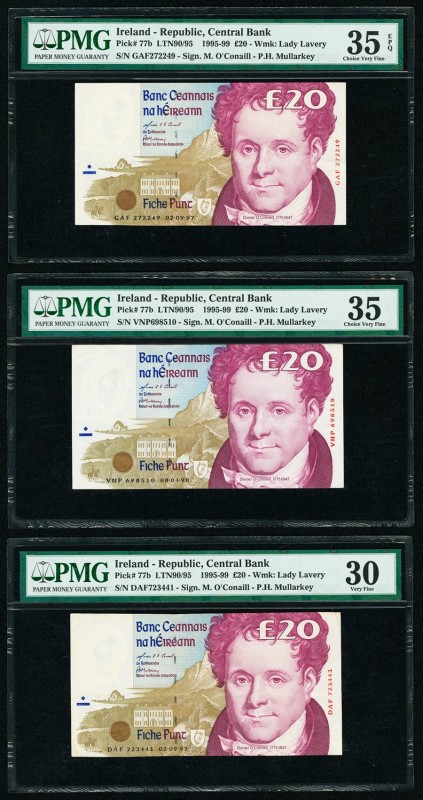Ireland Central Bank of Ireland 20 Pounds 2.9.1997 (2); 8.4.1998 Pick 77b Three ...