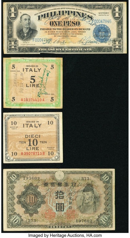 A Quartet of World War II "Short Snorters" Including Examples from Italy, Japan,...