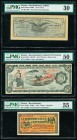 Mexico La Tesoreria de la Federacion 1; 50; 2 Pesos 27.1.1914; 17.12.1914; 16.3.1914 Pick S645; S707e; S1061 Three Examples PMG Very Fine 30; About Un...