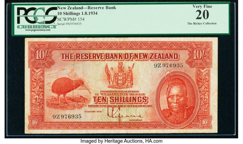 New Zealand Reserve Bank of New Zealand 10 Shillings 1.8.1934 Pick 154 PCGS Very...