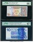 Qatar Qatar Monetary Agency 1 Riyal ND (1985) Pick 13b PMG Gem Uncirculated 66 EPQ. Netherlands Nederlandsche Bank 10 Gulden 25.4.1968 Pick 91b PMG Su...