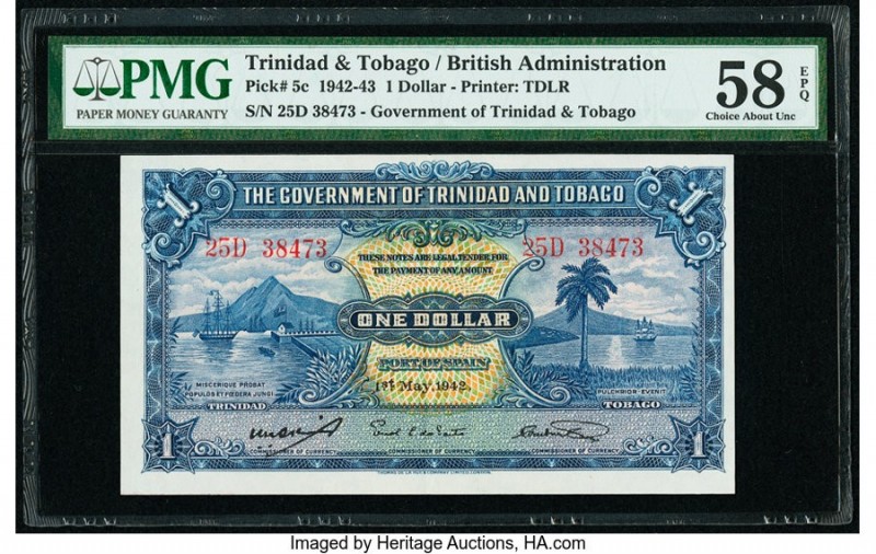 Trinidad And Tobago Government of Trinidad and Tobago 1 Dollar 1.5.1942 Pick 5c ...