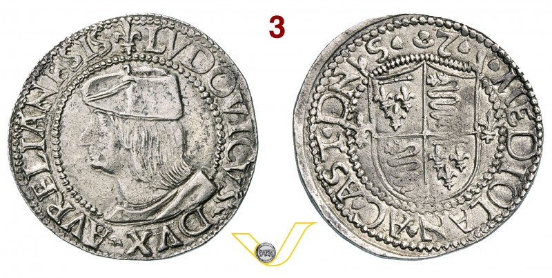 ASTI - LUIGI XII (1465-1498) Testone s.d. D/ Busto con berretto R/ Stemma corona...